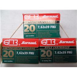 3 BOXES BARNAUL 7.62X39 123GR FMJ