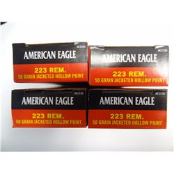 4 BOXES AMERICAN EAGLE .223 REM 50GR JHP