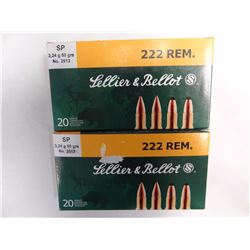 2 BOXES SELLEIR & BELLOT .222 REM 50GR SP