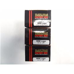 3 BOXES BLACK HILLS 9MM LUGER 115GR JHP