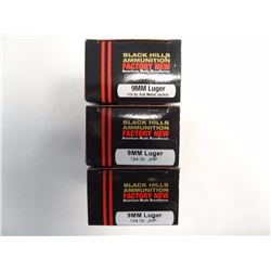 3 BOXES BLACK HILLS 9MM LUGER 115GR JHP