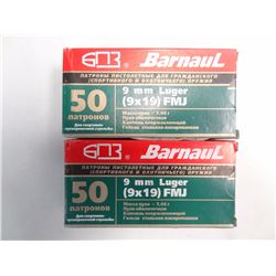 2 BOXES BARNAUL 9MM LUGER 115GR FMJ