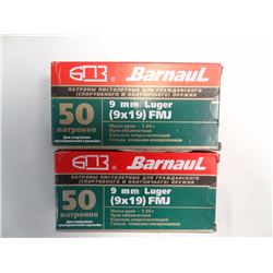 2 BOXES BARNAUL 9MM LUGER 115GR FMJ