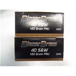 2 BOXES BLAZER BRASS 40 S& W 180GR FMJ