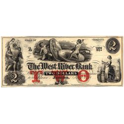 1800's $2 West River Bank Vermont Obsolete Currency Note