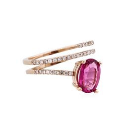 14KT Rose Gold 1.12ct Pink Tourmaline and Diamond Ring