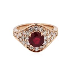 14KT Rose Gold 1.88ct Ruby and Diamond Ring
