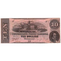$10 1862 Richmond Virginia Confederate States of America Bank Note