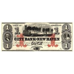 1865 $1 City Bank of New Haven Connecticut Obsolete Currency Note