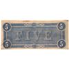 Image 2 : $5 1864 Richmond Virginia Confederate States of America Bank Note