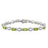 Image 1 : 14KT White Gold 5.48ctw Peridot and Diamond Bracelet