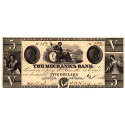 1856 $5 Merchants Bank Agustus Georgia Obsolete Currency Note