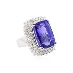 14KT White Gold GIA Certified 24.17ct Tanzanite and Diamond Ring