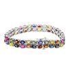 Image 2 : 14KT White Gold 27.00ctw Multi Color Sapphire Bracelet