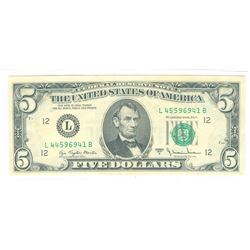 1977A $5 FRN Note ERROR Mismatched Serial Number