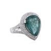 Image 1 : 14KT White Gold 8.23ct Green Tourmaline and Diamond Ring