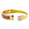 Image 3 : 14KT Yellow Gold 7.00ctw Orange Sapphire and Diamond Bangle Bracelet