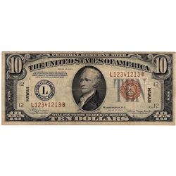 1934A $10 Emergency Hawaii Federal Reserve Note