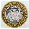 Image 2 : Whisky Pete's Jean $10 Casino Gaming Token .999 Fine Silver Limited Edition