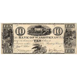 1800's $10 Bank of Washtenaw Michigan Obsolete Currency Note