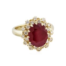 14KT Yellow Gold 4.94ct Ruby and Diamond Ring