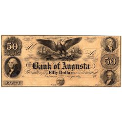 1800's $50 State of Georgia Bank of Agusta Obsolete Currency Note
