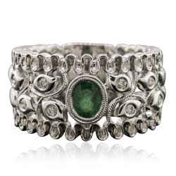 14KT White Gold 0.32ct Emerald and Diamond Ring