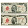 Image 1 : 1928E $5 Red Seal Note Lot of 2
