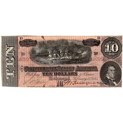 $10 1864 Richmond Virginia Confederate States of America Bank Note