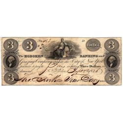 1824 $3 Hoboken Banking New Jersey Obsolete Currency Note XF+