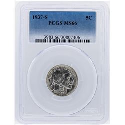 1937-S Buffalo Nickel Coin PCGS Graded MS66