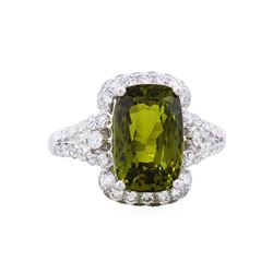 Platinum GIA 6.90ct Alexandrite and Diamond Ring