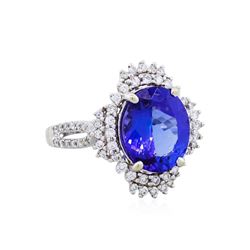 14KT White Gold 4.04ct Tanzanite and Diamond Ring
