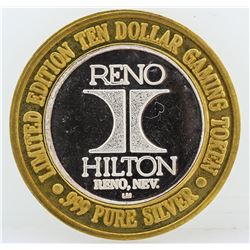 Hilton Reno $10 Casino Gaming Token .999 Fine Silver Limited Edition