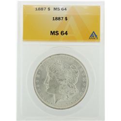 1887 $1 Morgan Silver Dollar ANACS Graded MS64