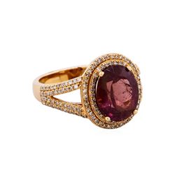 14KT Rose Gold 3.61ct Tourmaline and Diamond Ring