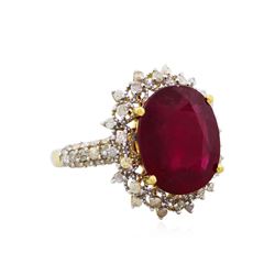 14KT Yellow Gold 8.42ct Ruby and Diamond Ring
