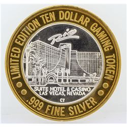 Rio Suite Hotel Las Vegas $10 Casino Gaming Token .999 Fine Silver Limited Editi