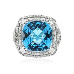 14KT White Gold 13.29ct Topaz and Diamond Ring