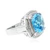 Image 2 : 14KT White Gold 13.29ct Topaz and Diamond Ring