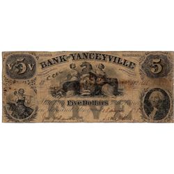 1800's $5 Bank of Yanceyville North Carolina Obsolete Currency Note