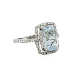 14KT White Gold 3.95ct Aquamarine and Diamond Ring