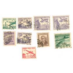 Chile Postage Stamps Lot of 9