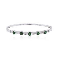 14KT White Gold 1.75ctw Emerald and Diamond Bangle Bracelet