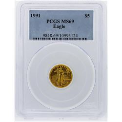 1991 $5 American Eagle Gold Coin PCGS Graded MS69