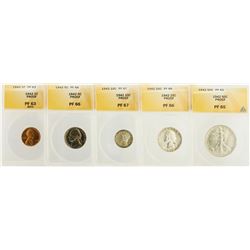 Rare 1942 ANACS Graded (5) Coin Proof Set