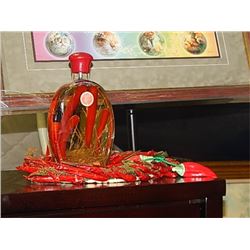 RED HOT CHILLI PEPPER RING AND OIL BOTTLE