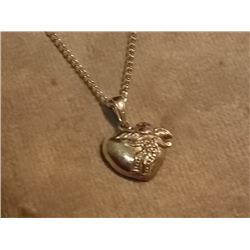 NECKLACE - DIAMOND SET IN STERLING SILVER HEART & CHERUB SETTING - ESTIMATED VALUE $175