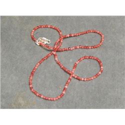 NECKLACE - .925 SILVER HAND CARVED RED JADE NECKLACE - ESTIMATE VALUE - $125