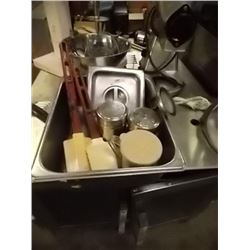 STAINLESS STEEL PAN WITH ASSORTED - INCLUDES DEEP FRYER THERMOMETER AND MORE
